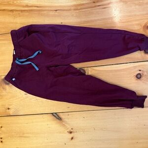 Figs Burgundy Joggers with Teal Drawstring